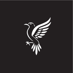 Obraz premium Graceful flying bird silhouette vector graphic design. Elegant stylized winged creature in dynamic motion, perfect as a symbolic icon or modern logo element