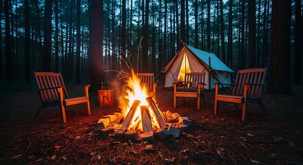 Cozy Campfire Gathering Under the Stars A Nighttime Forest Retreat