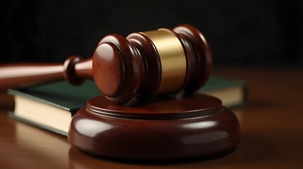 Obraz premium Close-up of a wooden magistrate’s gavel, selective focus