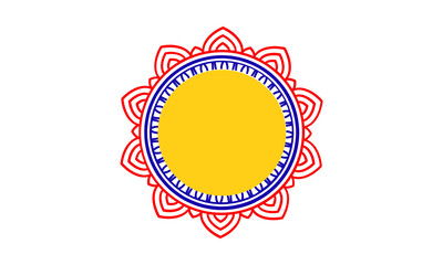 Vibrant golden sun symbol with intricate mandala border abstract design icon isolated on transparent background