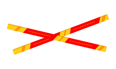 Hazard warning barrier tape red yellow stripped crossing symbol for safety and restriction isolated on transparent background