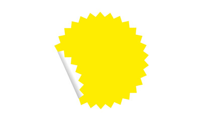 Blank yellow starburst sticker icon for promotions and sales displays isolated on transparent background