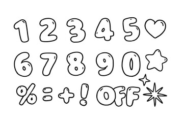bubble hand drawn line doodle numbers 