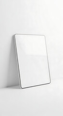 Modern Blank Tablet Screen Display Mockup in Minimalist White Room
