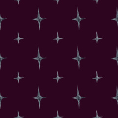 Seamless background black watercolor stars quadrangular shining astronomical astrological wallpaper black ink on burgundy red hand drawn