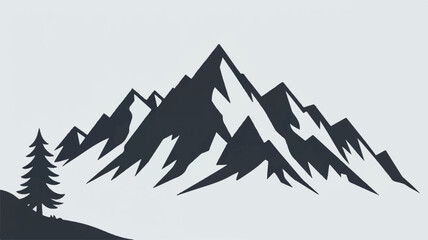 Mountain Range Silhouette Vector — High-Quality Black Icon

