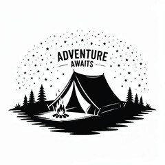 Tent Camping Silhouette Vector — High-Quality Black Icon