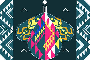 seamless ethnic art design Continuing the local fabric pattern, flower geometric, Native American tribal fabric,used for weaving carpets, vector illustration wallpaper, embroidery, cards, scrapbooks.