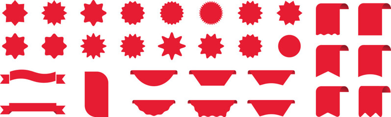 Set of Price tags. Sale tags collection stickers and label, Badge or ribbon isolated on white background. Label tags. Stickers Labels Tags Ribbons vector.