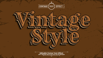 Old fashioned vintage style 3d editable vecto text effect. Rustic old style vintage retro customizable typography design with grunge texture background. 