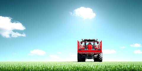 Tractor perspective from below against dramatic sky background