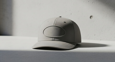 Minimalist Light Gray Blank Baseball Cap Against Concrete Wall