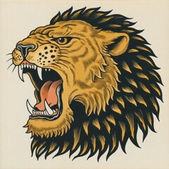 Angry lion head illustration