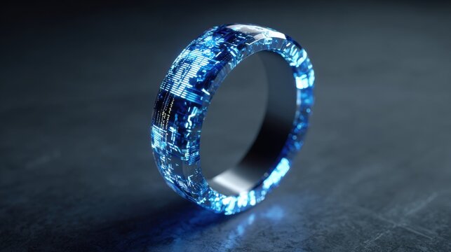 glowing blue digital ring technology