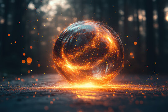 Sphere with fire in the middle.