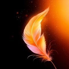 An abstract design featuring a feather that can be u sed for an icon, logo or emblem.
