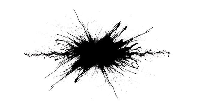 A dramatic, radiating ink splatter pattern against a plain white background.