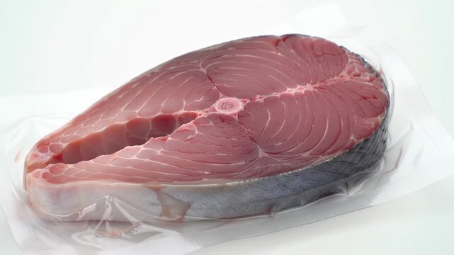 Fresh fish fillet in plastic packaging
