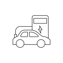 Electric Vehicle Parked at Roadside Charging Station