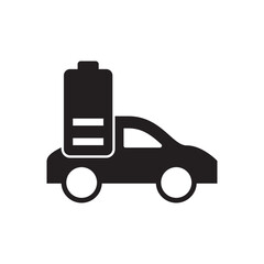 Solid Glyph Electric Car Half Charged Battery Status