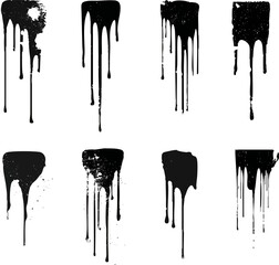Spray Paint Drips Collection Black Graffiti Dripping Paint Set