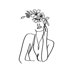 Line Art face svg, Faces Woman Floral Line Art Svg, Line Art Woman Floral hair Svg , Cut Files for Cricut, home decor svg, Svg Files for Cricut