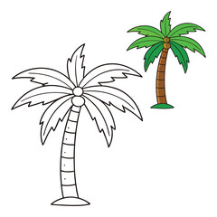 Obraz premium palm coloring page for kids. Vector cartoon character. Educational game. educational worksheets for kindergarten.