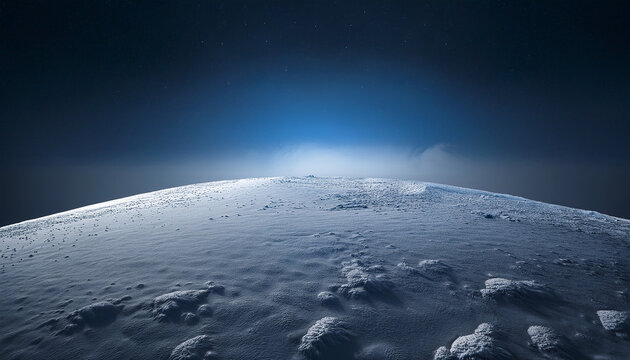Icy Surface Of Pluto Illuminated Faintly By Distant Starlight On A Minimalist Background