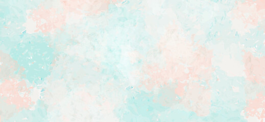 The abstract background features a blend of turquoise and peach hues forming soft, blurred shapes that create a visually appealing and calming watercolor-like texture