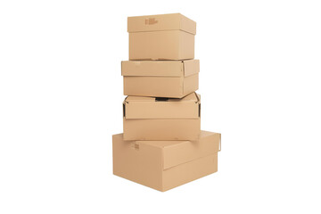 Stack of cardboard boxes for moving or shipping offers packaging solutions and organizational efficiency, ready for relocation and storage needs