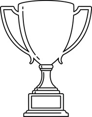 Minimalist trophy outline on a white background, achievement icon