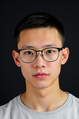 Fototapeta premium Close-up Portrait of a Young Man Wearing Glasses