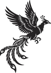 Fototapeta premium Phoenix Houou Japanese Mythical Bird Vector Illustration