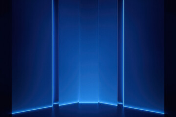 Obraz premium Neon Blue Empty Showcase Display