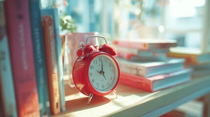 alarm clock and book