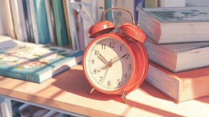 alarm clock and book