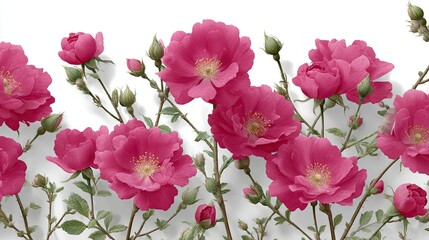 Fototapeta premium Vibrant pink floral design on white, ideal for art projects, invitations, or digital design accents.
