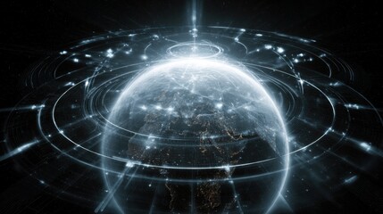 global network digital earth glowing