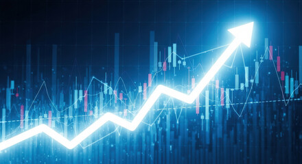 Uptrend Financial Growth Chart with Arrow Pointing Upwards Representing Positive Market Trends and Investment Success in a Dynamic and Bullish Economy