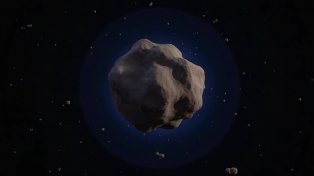 Looping 3D animation of a space alien asteroid rotation. Alpha Channel.