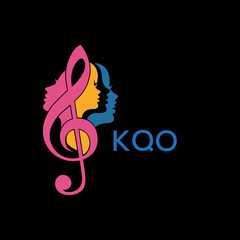 "Colorful Female Silhouettes with Treble Clef Music Symbol on Black Background &ndash; KQO Later Logo, Empowerment, Diversity & Art Concept"
