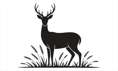 Deer Silhouette Vector Set – Standing, Jumping, Grazing Poses