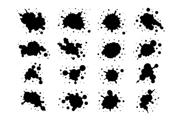 Bold ink blot and splatter stain collection, Transparent Background