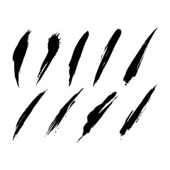 Abstract ink splatter streaks and grunge paint strokes set, Transparent Background