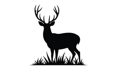 Deer Silhouette Vector Set – Standing, Jumping, Grazing Poses