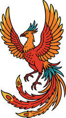 Fototapeta premium Phoenix Houou Japanese Mythical Bird Vector Illustration