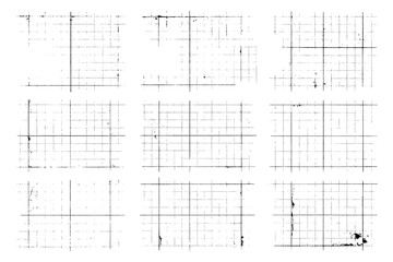 Grunge grid textures with distressed square patterns, Transparent Background