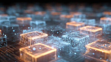 glowing cubes digital network data