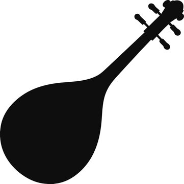 Minimal line art of dotara musical instrument isolated on white background, Traditional folk string instrument vector, Dotara outline illustration, Heritage musical instrument line drawing