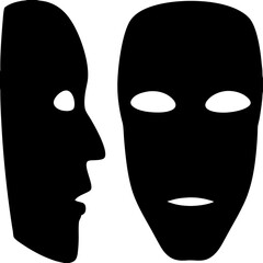 Black Silhouette of Tribal Folk Mask with Bold Shape, Traditional Ethnic Vector, Minimal Handcrafted Costume Illustration, Isolated Design